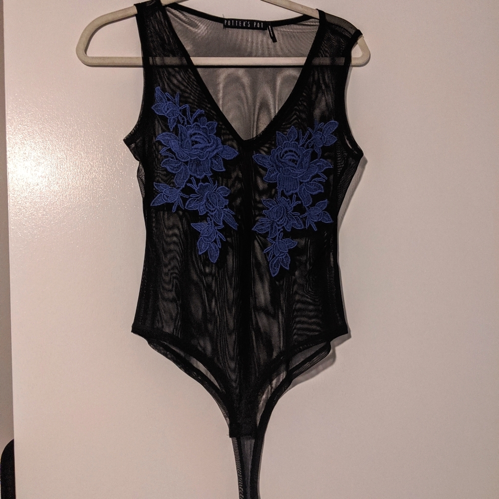 Floral mesh bodysuit
